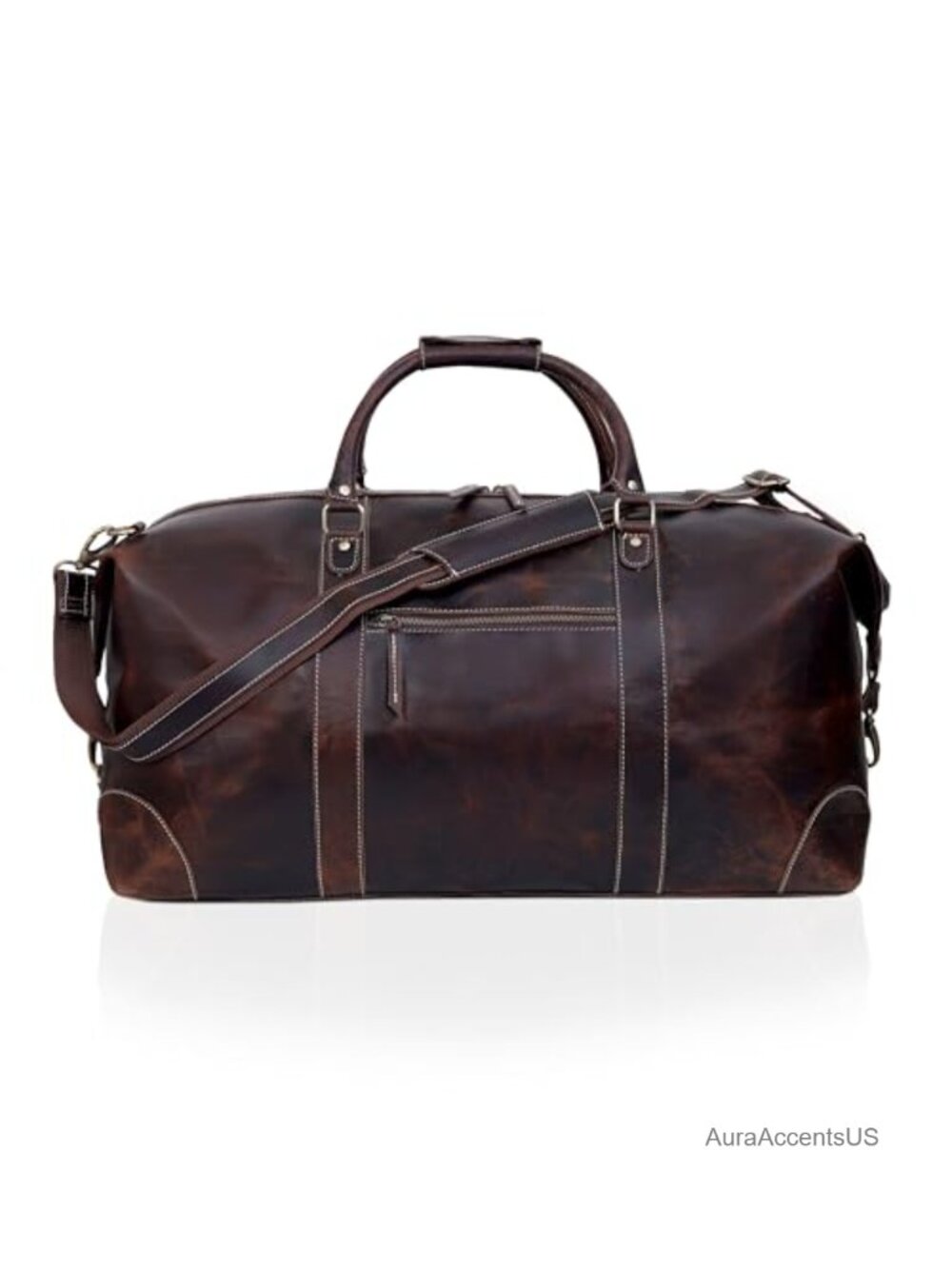 Genuine Buffalo Leather Travel Duffel Bag 24 Inch Carry On Weekend Gym